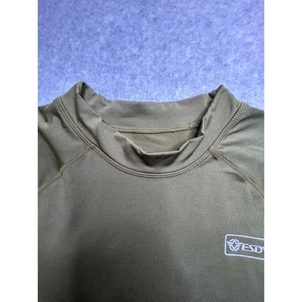 ESDY Mens Tactical Thermal Base Layer Set Olive Green Fleece Lined Large